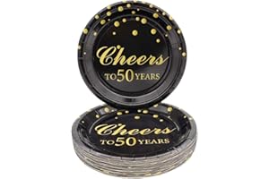 Pandecor 50th Birthday Party Supplies,50 PCS Cheers to 50 Years Disposable 7 Inch Paper Plates Dessert Plates for 50 Years Anniversary Party