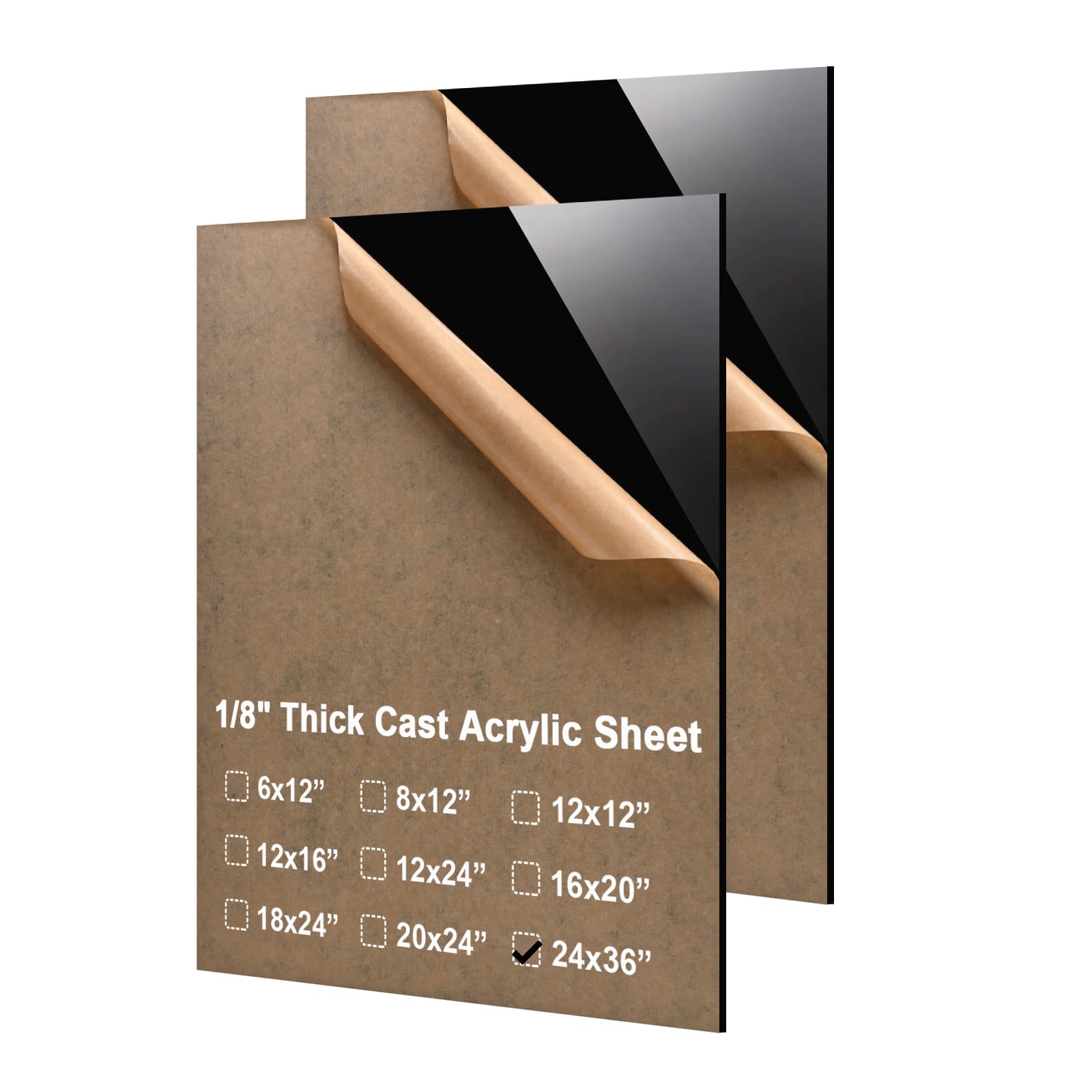 Photo 1 of KINLINK 24x36 Plexiglass Sheets 1/8 inch-3mm Black Acrylic Sheets, Black Plastic Board Polycarbonate Sheet for DIY Project, Craft, Acrylic Sign, Weding Invitaton, 2 Pack