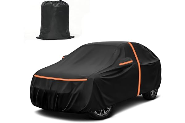 All-Weather Universal Waterproof Car Cover with Door Side Zipper 420D-PU for SUV 180" -186" Length,UV Sun Rain Protection Cov