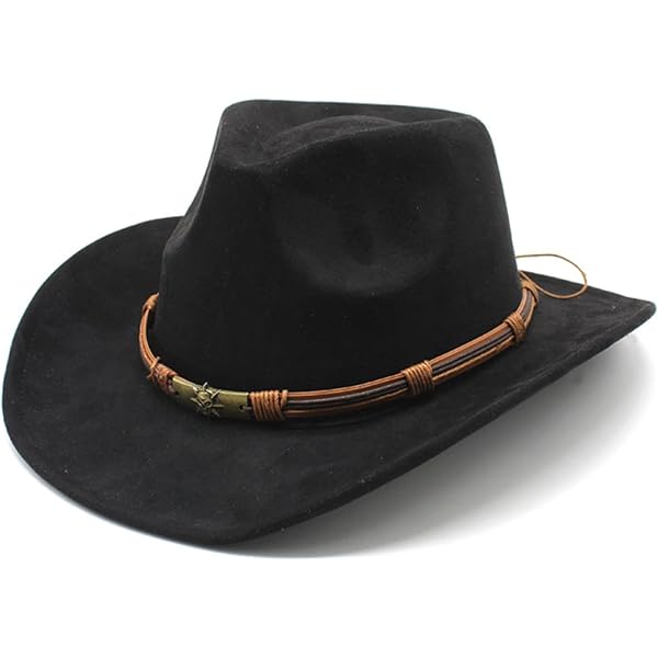 Funky Junque Suede Cowboy Hat for Women, Black Tejana, Wide  display picture 1