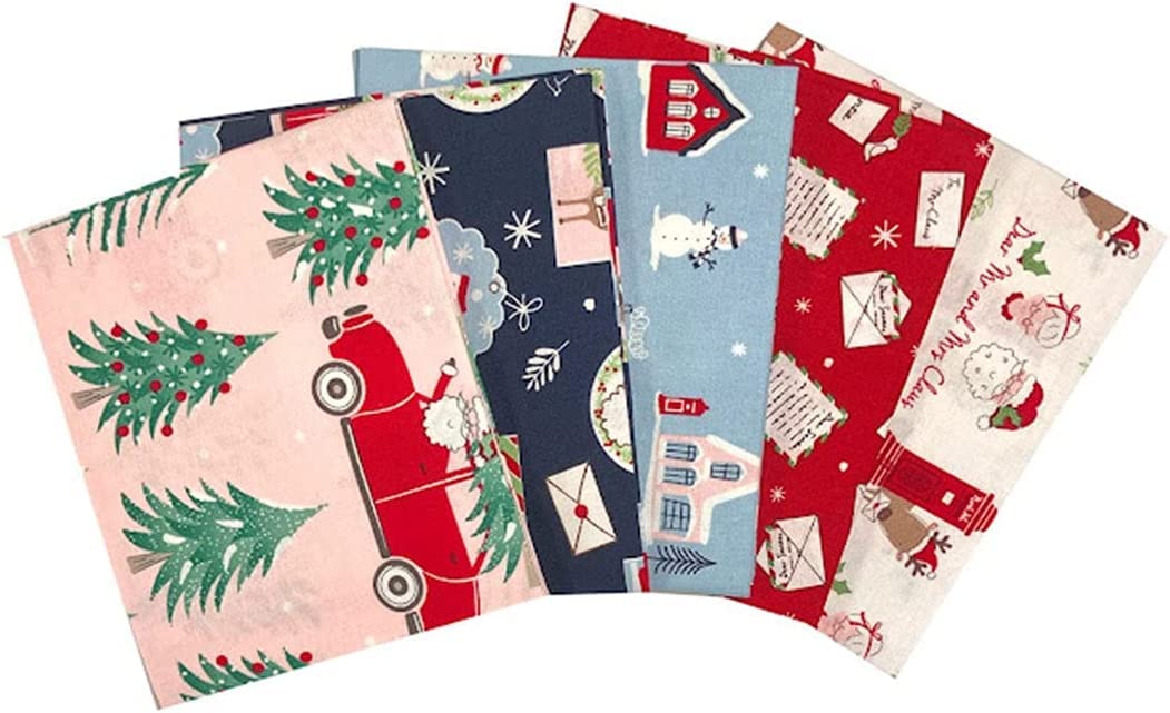 The Craft Cotton Co - Amazing Christmas Fat Quarters Collection (45cm x 55cm) (100% Cotton Fabric - Ideal for Christmas Projects, Quilting, Bunting) (Christmas Post)