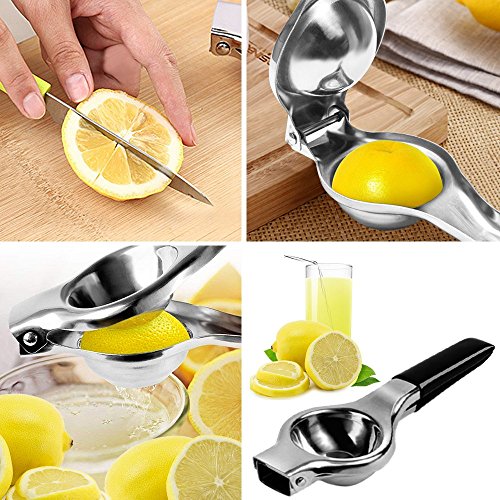 Lemon Lime Squeezer, Manual Juicer Stainless Steel with Silicone Handles, Manual Citrus Hand Orange Lemon Juicer, Press Lemon Press (Small)