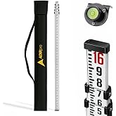 AdirPro 16-Foot Aluminum Grade Rod - 10ths, Dual Sided 5-Section Telescopic Leveling Rod &ndash; Bubble Level and Soft Carrying Case Included