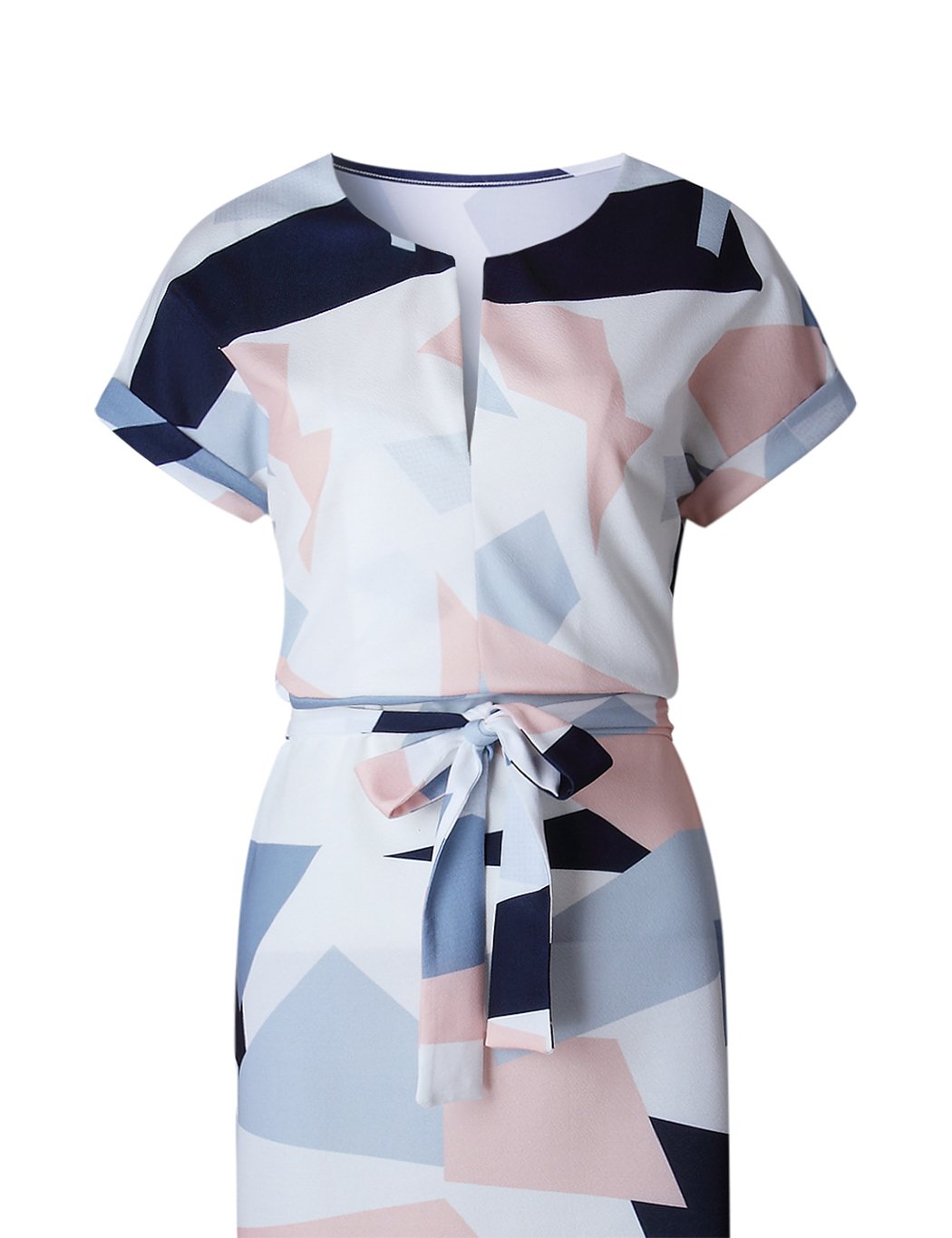 LitBud Womens Dresses Summer Short Sleeve Business Holiday Belted Shift Midi Tunic Dress for Ladies Size 6 8 M White