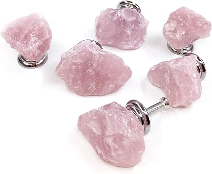 Hozyi Set Of 4 Rose Quartz Stone Cabinet Drawer Door Knobs Handles Rough Natural Free Form Stones Dresser Drawer Pulls Desk Handles Nursery Home Bath Decor Light Pink Amazon Com