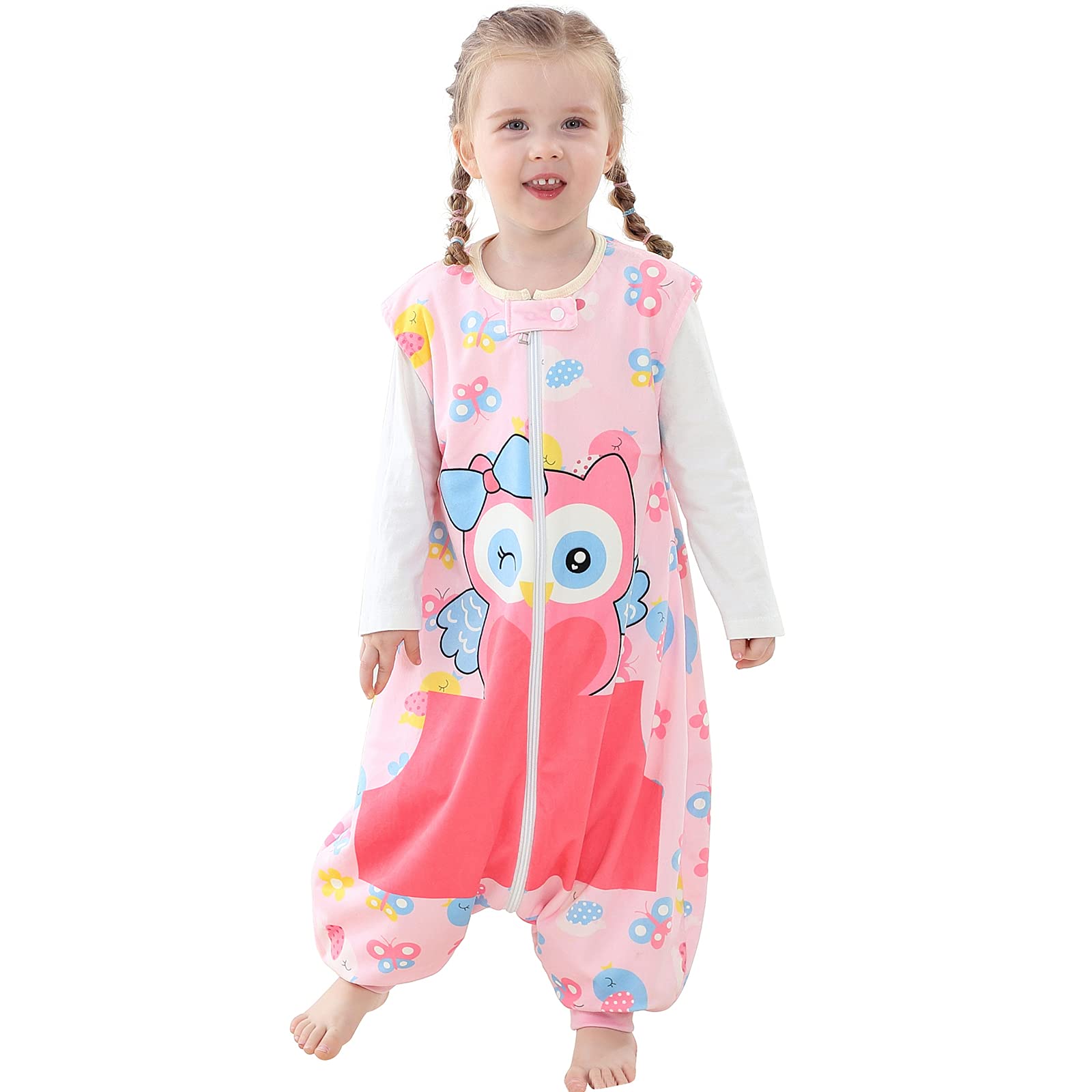 COOKY.D Unisex Baby Sleeping Bag with Feet,Wearable Breathable Toddler Blanket, Animal Sleeveless Sleepsuit for 1-3 Years, Owl — image 1