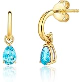 Amazon Essentials 14K Gold-Plated Pear-Shaped Birthstone Drop Earrings