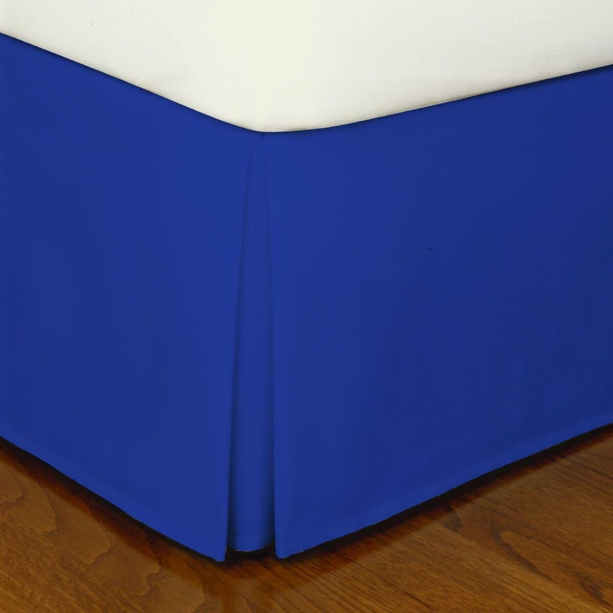 Crescent Royal Blue Queen Pleated Bed Skirt Easy Care, Quadruple Pleated Design, Fabric Base Allows for Natural Draping, 15" Fall Covers Legs and Bed Frame (Queen, Royal)