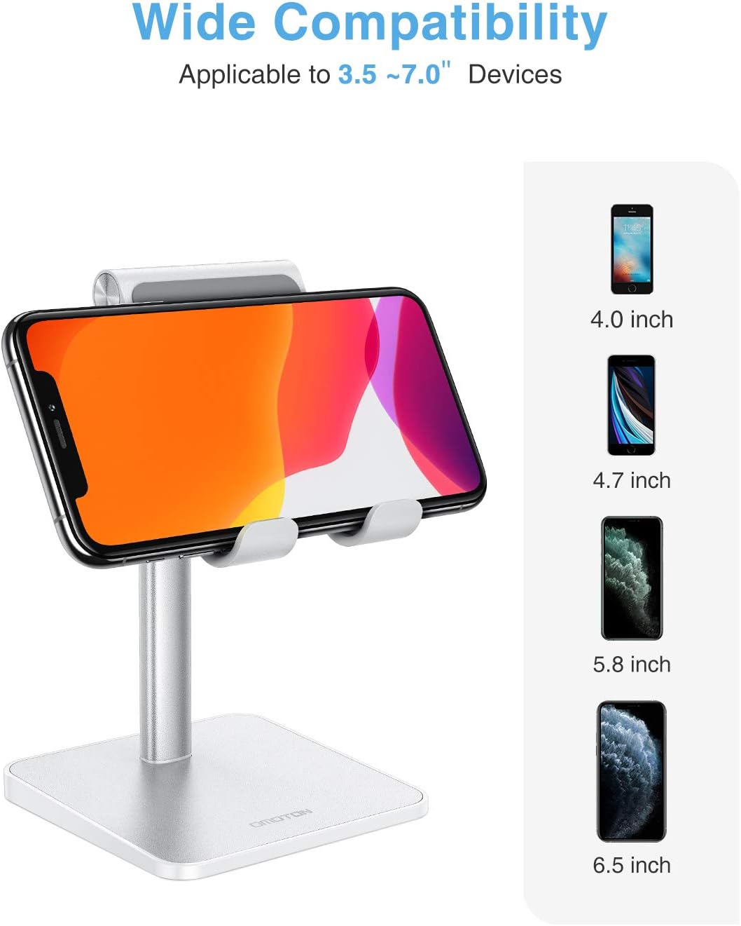 OMOTON Phone Stand, Angle Height Adjustable Vertical Desktop Mobile Phone Stand, Holder - Image 5