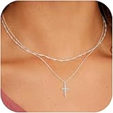 GRCLD Cross Necklace for Women Dainty 14K Real Silver Gold Plated Layered Cross Pendant Necklace Stack Simple Trendy Cute Charm Choker Necklaces Jewelry Gift for Women Teen Her