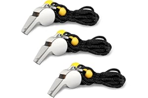 Whistle, 3 Pack Sports Whistles with Lanyard, Adjustable Whistle with Loud Crisp Sound, Stainless Steel Whistle for School Sp