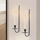 Candle Sconces Set of 2, Taper & Pillar Wall Candle Holder, 13.2 Inch Black Wall Sconces Set of Two, Decor for Entryway, Stai