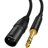 1/4" to XLR 3Pin,6.35mm TRS to XLR Male Balanced Microphone Patch Cable | Quarter inch TRS Plug to XLR For Amplifiers,Mixer,Speaker,Guitas,Studio Monitor,3~50ft