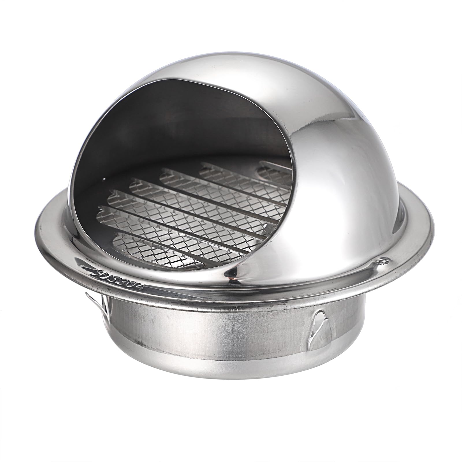 SUMNACON 1 Pc 304 Stainless Steel Air Vent Cover Wall Ventilation Cover, Round 98mm Air Vent Grill Screen Hood Extractor Fan Ventilation Cover with Built-in Mesh for Bathroom Kitchen (Silver)