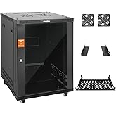 Tecmojo 15U Wall Mount Rack,15U Rack 17.7 Inch Depth,Hold Up to 176 Lbs,Enclosed Wall Mount Rack Kit for 19 Inch Network,Server and AV Gear,Glass Door(Elite Collection)