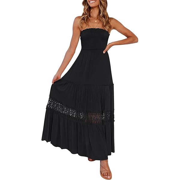 Buy PRETTYGARDEN Women's 2026 Summer Maxi Dress Spaghetti Strap Sleeveless High Waist Beach Vacation Long Sundresses, Yellow, Large at