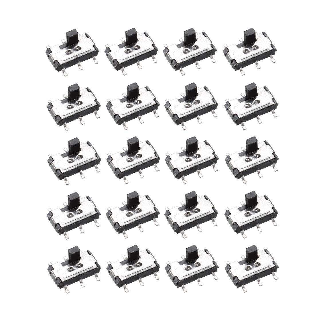 sourcingmap 20 Pcs On/On 2-Position DPDT 6 Pin Vertical Mini Surface Mounted Devices SMT Slide Switch