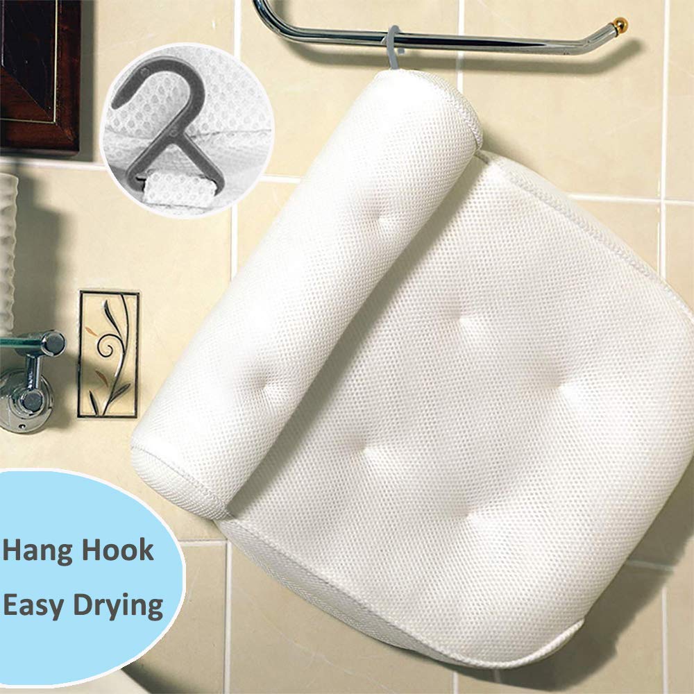Idle Hippo Bath Pillow Bathtub Spa Pillow with 6 Upgraded Non-Slip Suction Cups, Extra Thick Bathtub Cushion for Head, Neck, Back and Shoulder Support, Fits Jacuzzi & Hot Tubs: Home Improvement