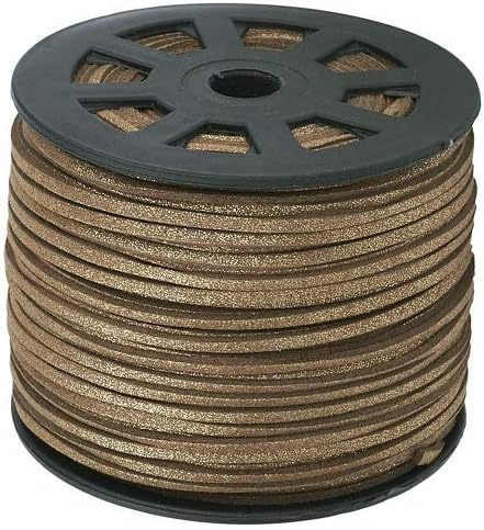 JEWELEADER 100 Yards Flat Faux Suede Leather Lace 3mm Micro-Fiber Leather String Cord Beading Thread with Glitter Powder for Jewelry Making Crafting Tassels Necklaces Bracelet Bowknot - Goldenrod