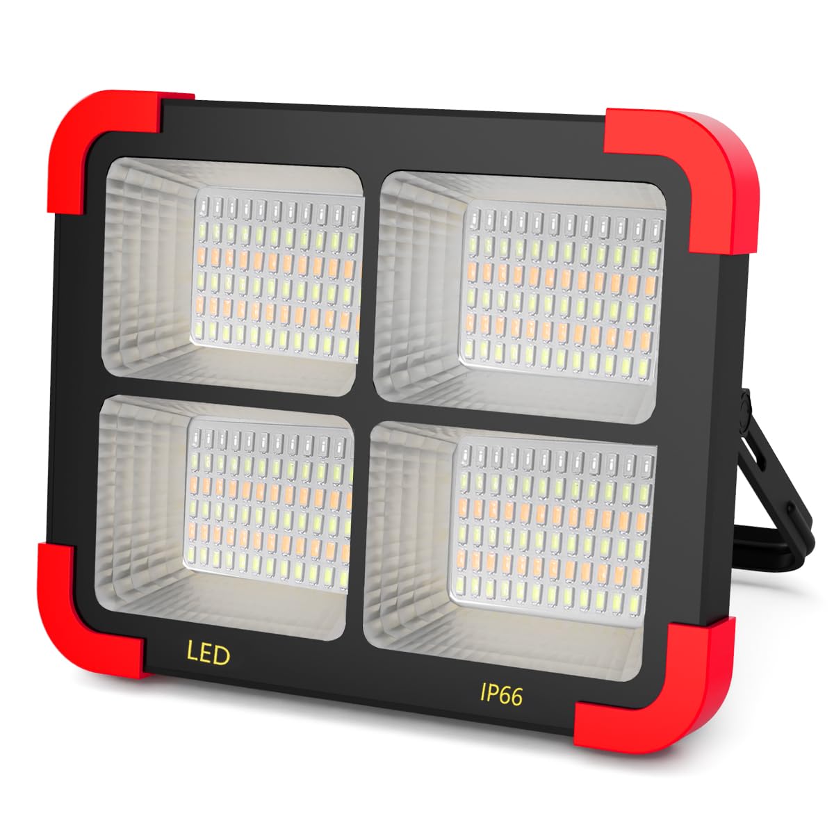 Photo 1 of 100W Solar LED Work Light - Ultra Bright Portable Flood Light with Stand IP66 Waterproof 5 Modes Rechargeable Lamp for Job Site, Camping, Fishing, Car Repair & Emergency