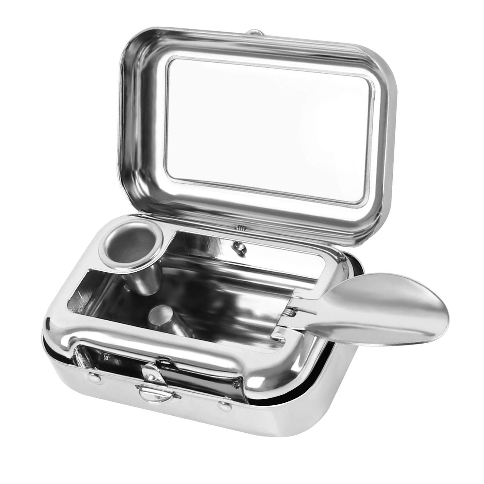 SuKeYuan Portable Mini Ashtray Square Metal Ashtray Cigarette Ash Container with Lid for Indoor Outdoor Patio Office Use