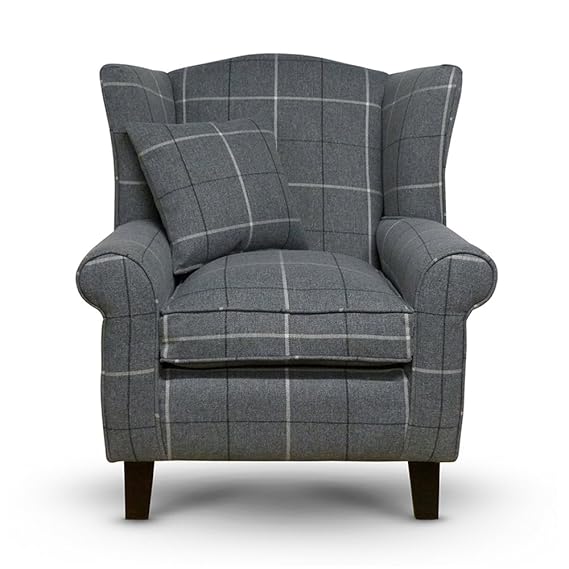 Sloane & Sons Lounge Tartan Wing Chair Home Furniture Wingback Fireside