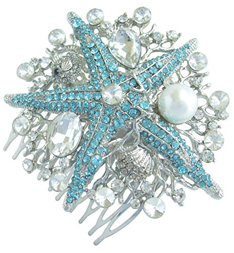 Sindary silver tone wedding headpiece blue clear rhines…
