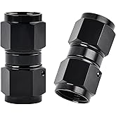 EVIL ENERGY 6AN Female to 6AN Female Straight Swivel Coupler Union Fitting Adapter Aluminum Black 2PCS