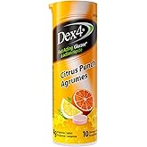 Dex4 Glucose Tablets – Travel Tube – Citrus Punch Flavour – 10 Tablets per Tube, 12 Pack – Fast-Acting, Pre-Measured Glucose