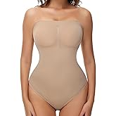 Zeecaro Strapless Shapewear Thong for Women Tummy Control Tube Top Bodysuits One Piece Leotard