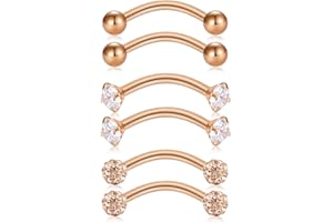 D.Bella 16G Ball & CZ Septum Piercing Lip Eyebrow Ring 316L Surgical Steel Curved Barbell Rook Tragus Helix Earring Piercing 