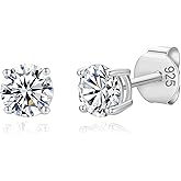 Lavishe 925 Sterling Silver 4 Prong Cubic Zirconia Stud Earrings for Women, Hypoallergenic, Sizes 2mm-6mm