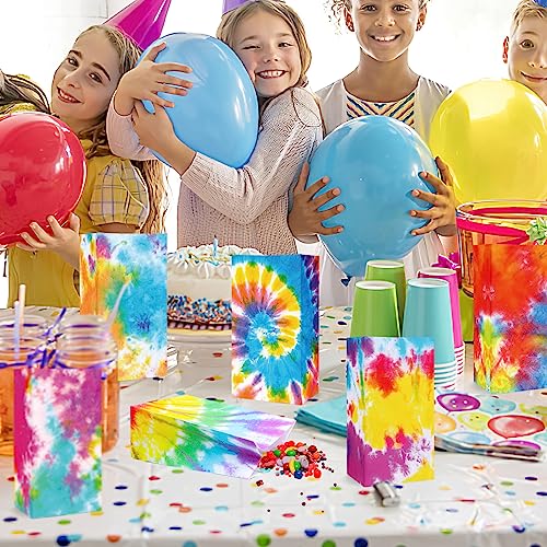 TOXOY 58PCS Tie Dye Gift Bags, Tie Dye Party Favor Bags Camouflage Treat Bags Colorful Goody Bags for Tie Dye Party Kids Birthday Party