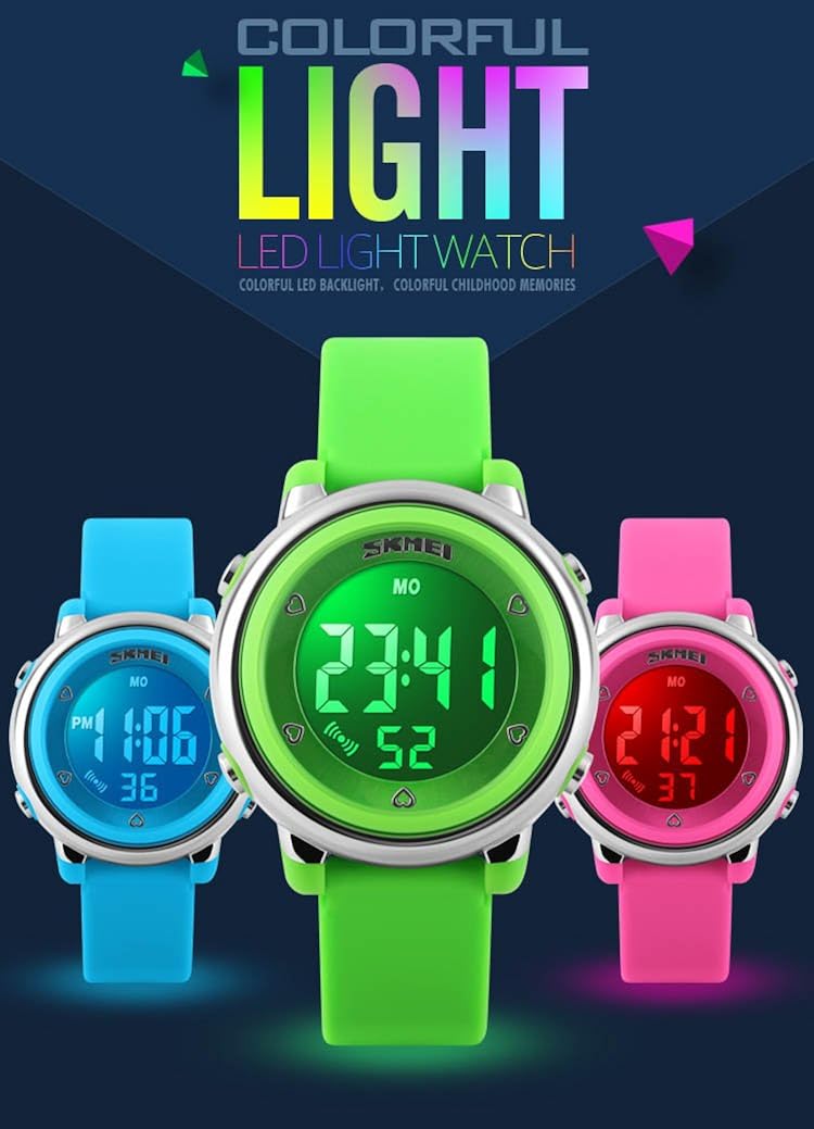 Fanmis Multifunction Digital LED Watches Water Resistant Children Girls Boys Outlook Sports Watch Green: Watches