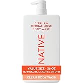 Native Clean Body Wash for Women & Men, Citrus & Herbal Musk, 36 fl oz | Gentle & pH Balanced for Sensitive Skin | 24HR Fresh