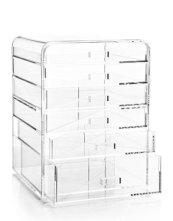 Amazon Com Ediva Princess Clear Acrylic Makeup Organizer With 6