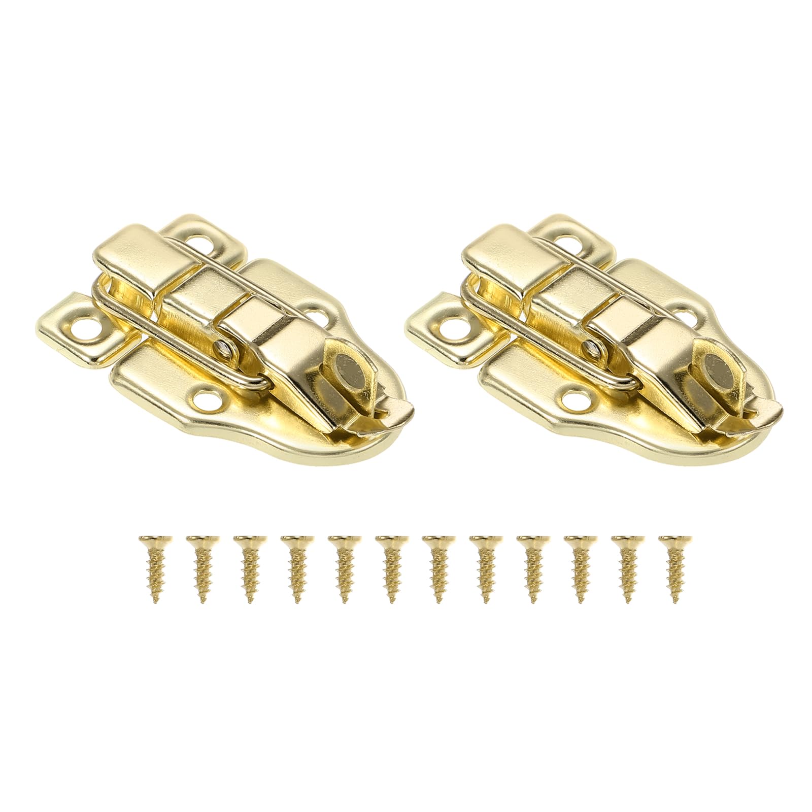 PATIKIL Small Metal Box Toggle Latch, 2 Pack Vintage Duckbilled Hasp Latch Catch with Padlock Hole & Screw for Wood Jewelry Cabinet Toolbox Ordinary Box, Gold