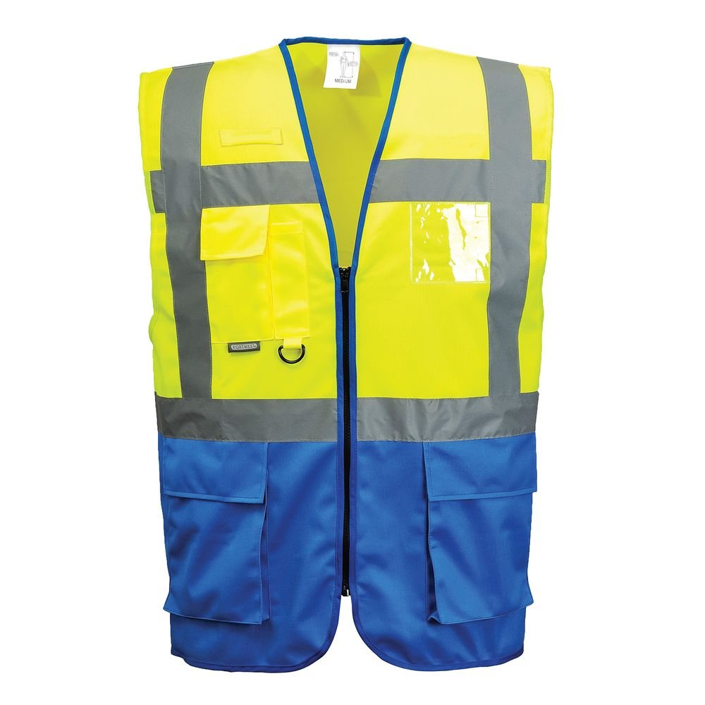 Portwest C476YBRL Warsaw Executive Vest, Large, Yellow/Black, Yellow, Black