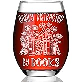 Bookish Wine Glass Gifts for Book Lover Women,Easily Distracted By Books,Books Accessories for Reading Lovers;Bookish Birthday Gift for Her Friends Librarians Reader,Reading Gifts for Women -31