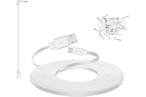 Smays 25 ft Micro USB Extension Cable Compatible with Wyze Cam v4, Wyze Cam Pan v3, Yi Cam, Nest Cam, Blink Mini Security Camera, Long Flat Power Cord, White