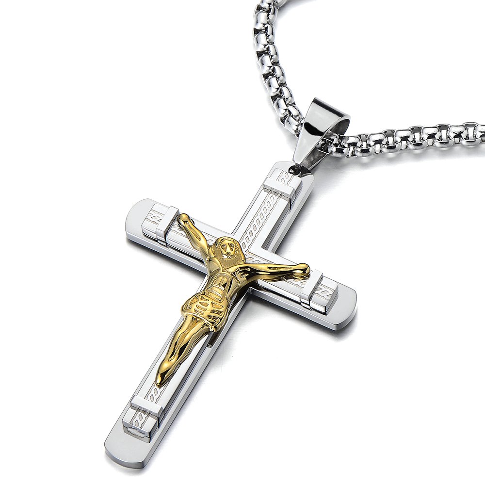 Men's Jewellery Men's Stainless Steel Necklace Silver Gold Tone Large