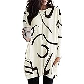 Naggoo Womens Long Sleeve Tunic Tops with Pockets for Leggings Casual Long T Shirts Floral Print Blouses