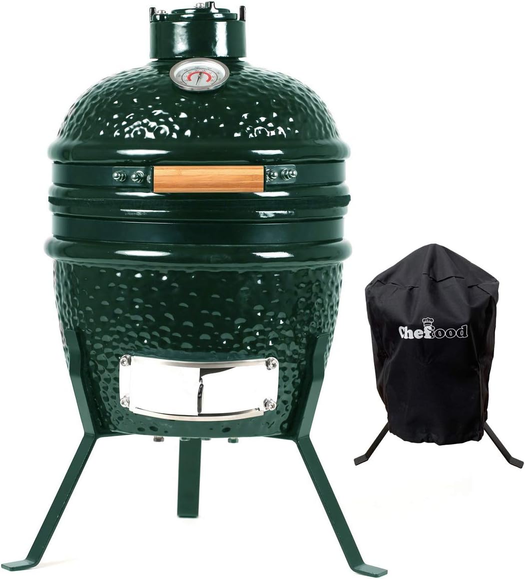 Chefood 13" Ceramic Kamado Portable BBQ Charcoal Grill With Cover