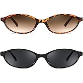 FEISEDY Retro Oval Cat Eye Sunglasses for Women 90s Narrow Lightweight Shades Y2k Trendy Sunnies B0257
