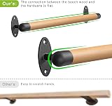 SELEWARE 16 Inch Wood Handrail Indoor Stairs Wall Mount 1.3 Inch Round view 3