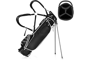 ULTIMATE Golf Stand Bag with 4-Way Top Dividers, Portable Ergonomic Golf Bag with 4 Zippered Pockets, Cooler Bag, Rain Hood and Dual Strap System, 3.5 LBS Lightweight for Men&Women
