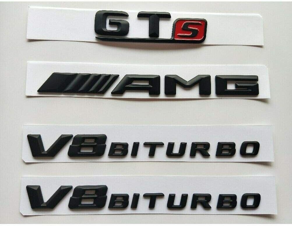Black Letters Trunk Fender Badges Emblems for Mercedes Benz AMG GT S V8 BITURBO