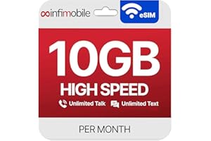 INFIMOBILE Prepaid Unlimited Plan: 1 Month | 10GB High-Speed Data Per Month | Unlimited Data Talk & Text | Prepaid Plan eSIM USA, Quick Activation | Nationwide Coverage | 4G, 5G Network (Verizon)