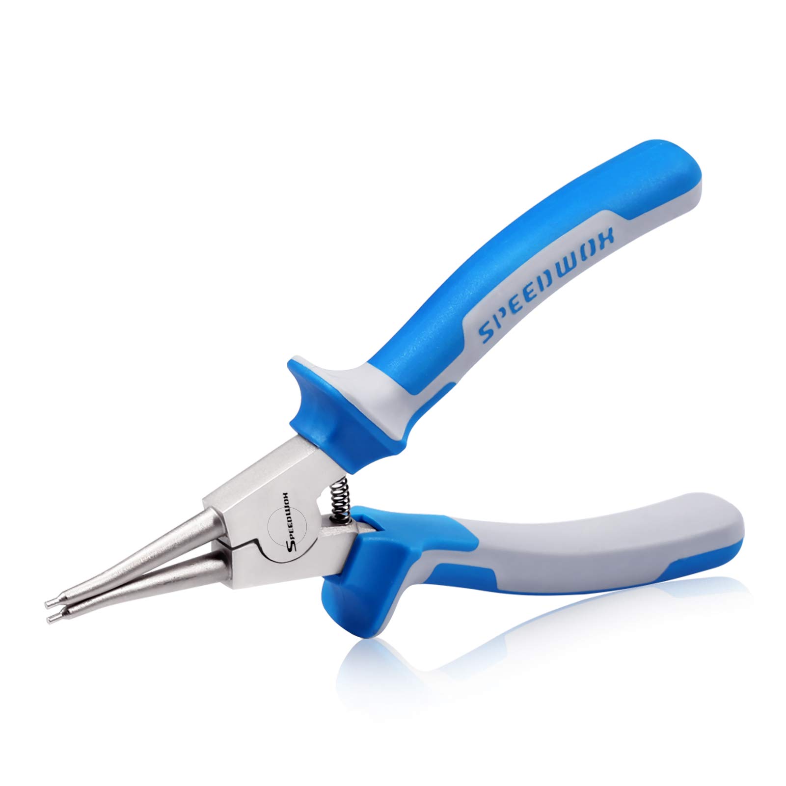 SPEEDWOX Circlip Pliers External Snap Ring Pliers with Bent Jaw 7 Inch Retaining Ring Plier Precision C Clip Pliers Fixed Tip Comfort TPR Handles