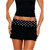 SOOKABEILA Women Polka Dot Mini Skirt Y2k Low Waist Foldover Micro Short Skirts Bodycon Pencil Skirts Ruched Bottoms